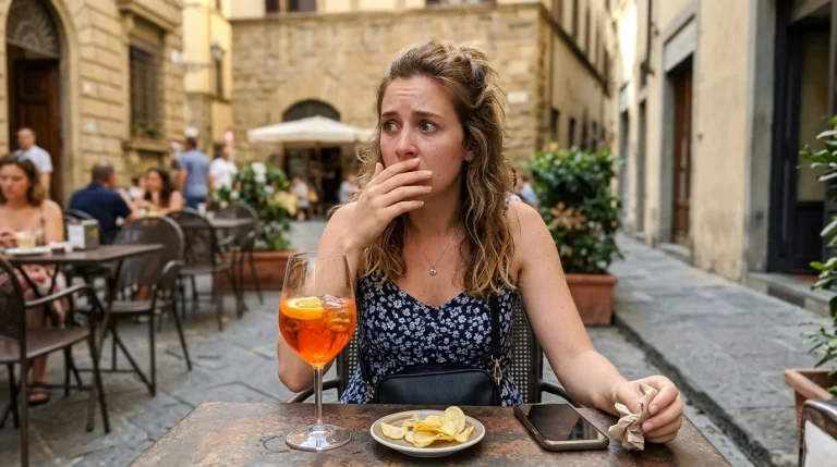 Aperol Spritz na stolku v italském městě