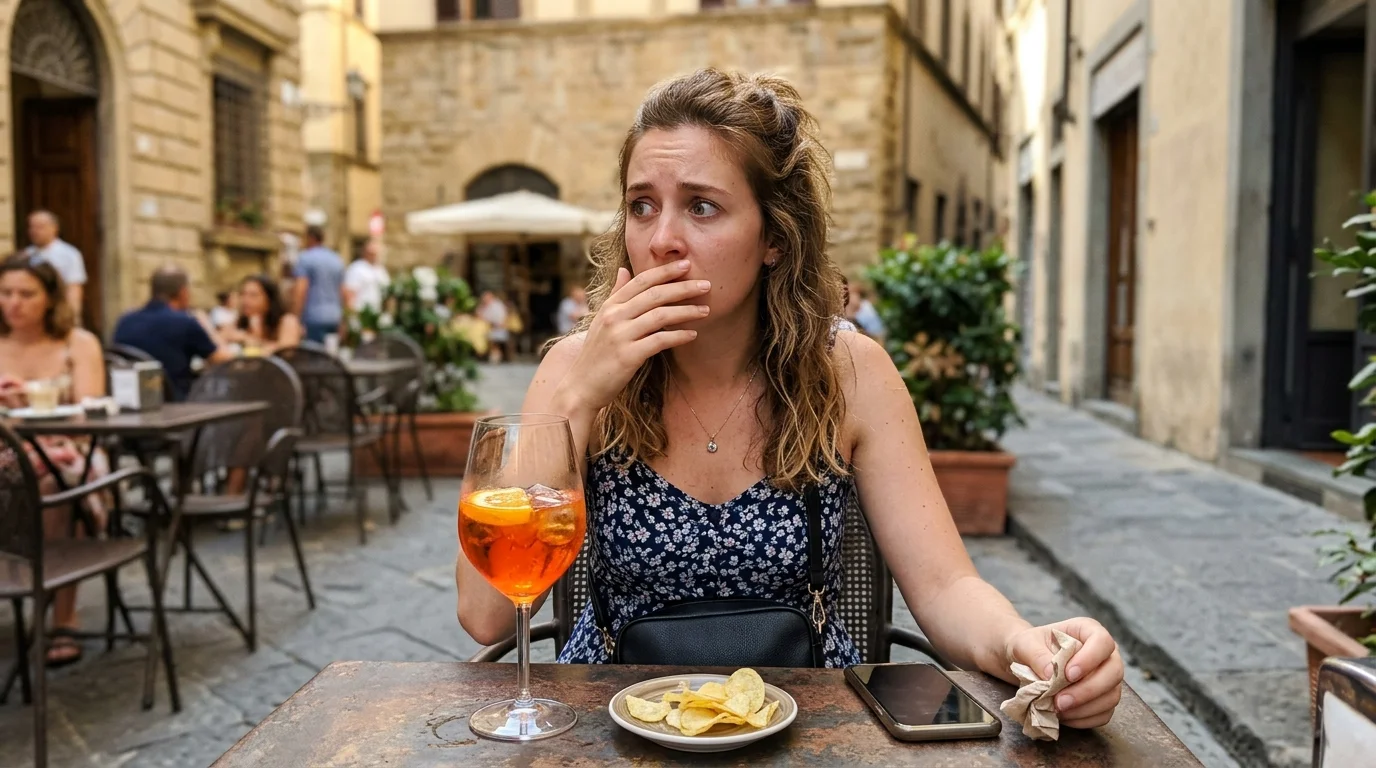 Alkohol v Itálii (2026): Dejte si pozor na obří pokuty a nulovou toleranci 2 Aperol Spritz na stolku v italském městě